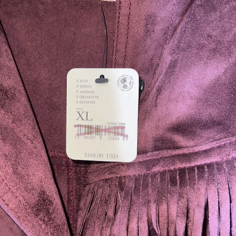 We The Free Burgundy Suede Fringe Leather Jacket - Picture 9 of 10
